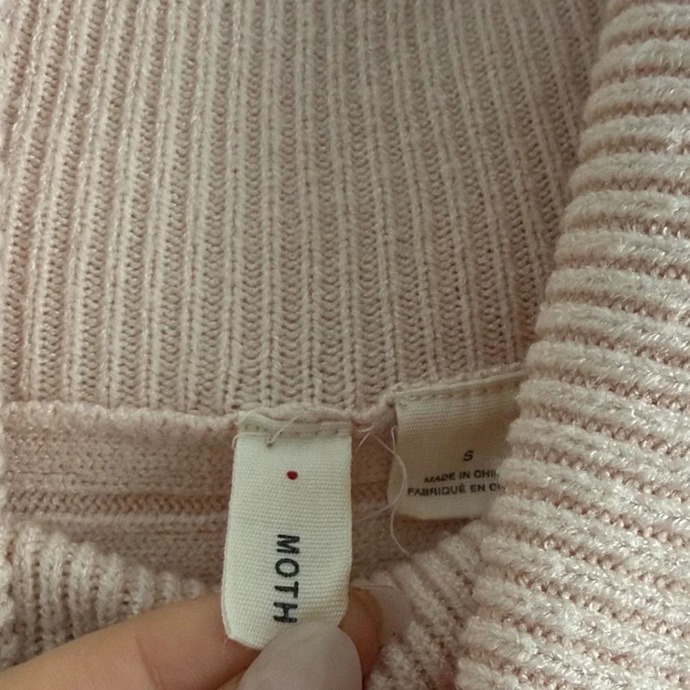 Anthropologie Moth Soft Blush Fireside Ribbed Turtleneck Sweater - Picture 2 of 7